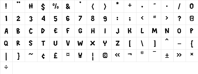 Dinotype Regular  glyph index