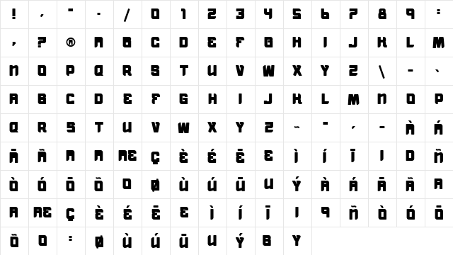 vtks morning rain BOLD Regular  glyph index