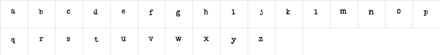 Wanderlust Typewriter Demo Regular  glyph index