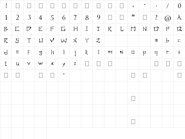 Real Chinese Regular  glyph index