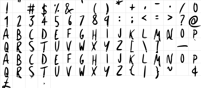Expressive Inks Regular  glyph index