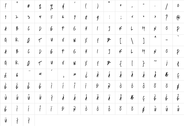 Sphinxes Regular  glyph index