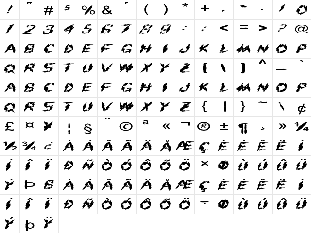 FZ UNIQUE 19 MANGLED EX Normal  glyph index
