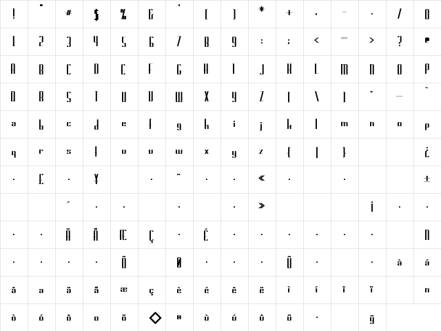 Rschasline Wd Bold Bold  glyph index