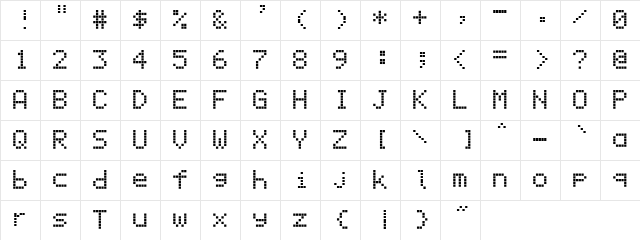 DisplayMonoA Regular  glyph index