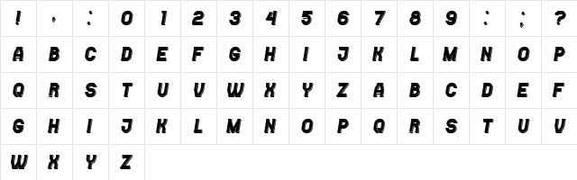 Casino Flat Shadow Italic  glyph index