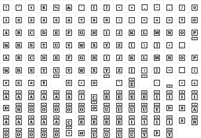 ChildsPlayBlocksLine Roman  glyph index