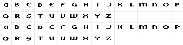 Aliens Regular  glyph index