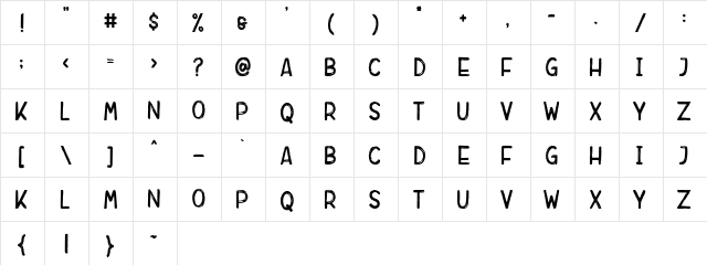 Rebrush Regular  glyph index