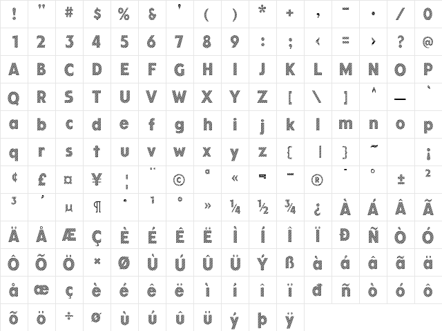 KolkmanDimly Regular  glyph index