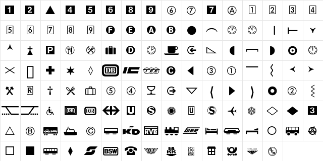 DB Pi One BQ Regular  glyph index