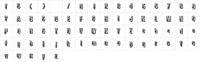 Spiderman Regular  glyph index