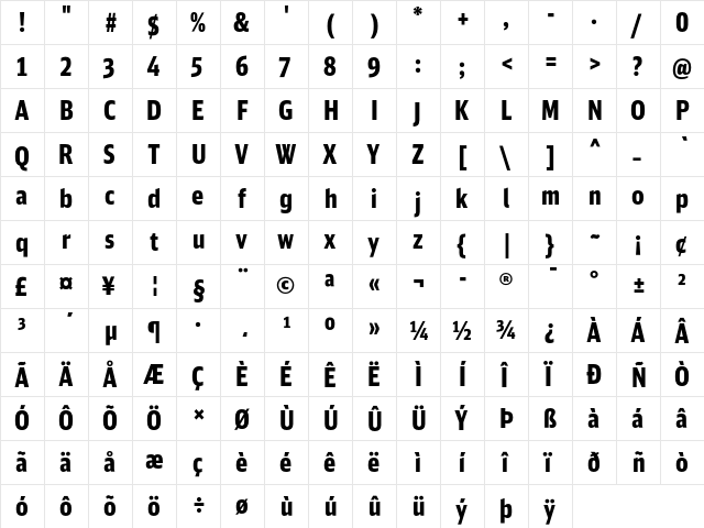 DB Sans Comp Altern Black  glyph index