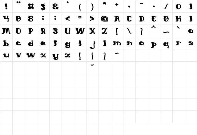 Everlasting Song Bold  glyph index
