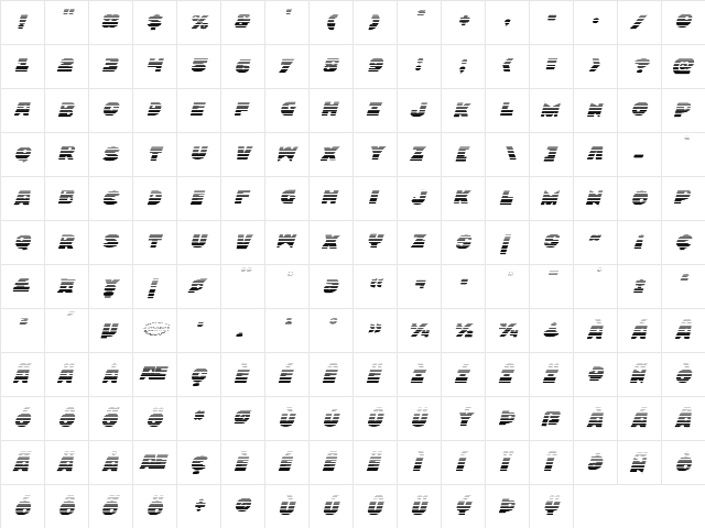 Zounderkite Gradient Italic Italic  glyph index
