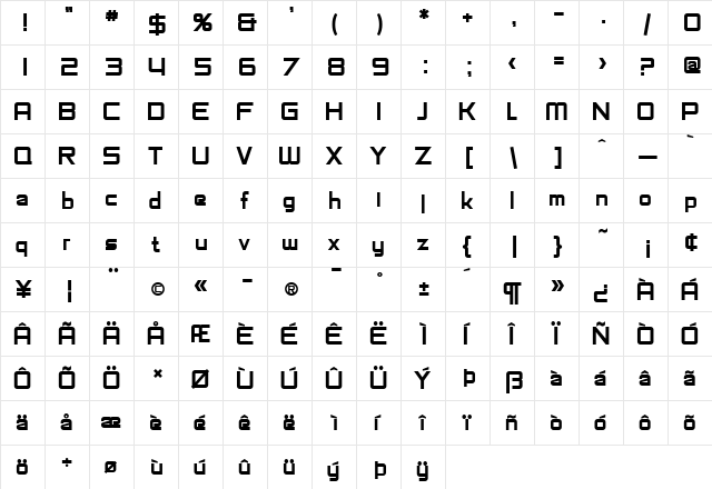 SF Chaerilidae Bold  glyph index