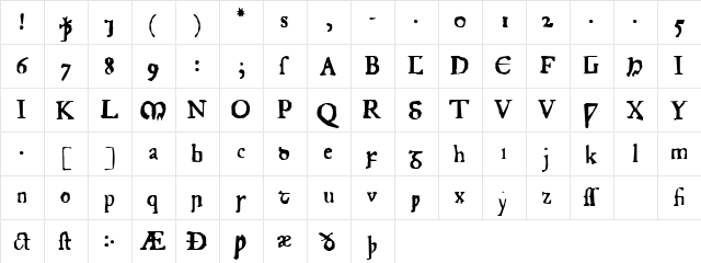 Junius Rough Normal  glyph index