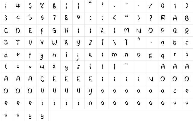 Skull Shuit Regular  glyph index