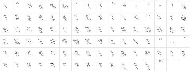 Vagabond Hollow Extreme Lefti Regular  glyph index