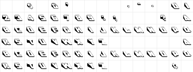 Slants Regular  glyph index