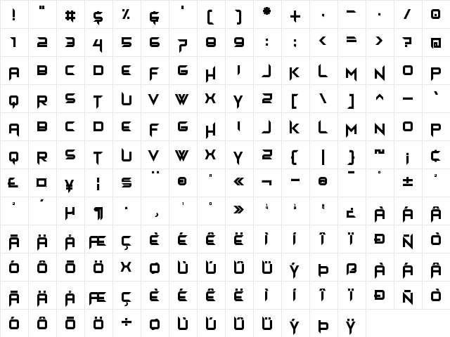 Himagsikan Regular  glyph index