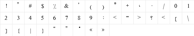 Diwani Simple Striped Regular  glyph index