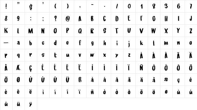 Under My Umbrella DEMO Regular  glyph index