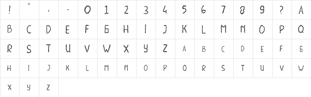 Uneven Regular  glyph index