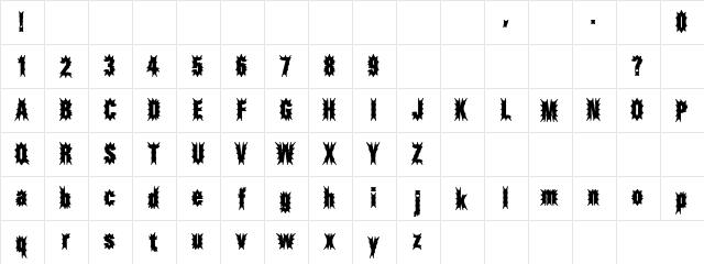 Afro Regular  glyph index