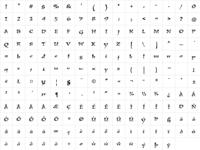 Kigali Std Zig Zag  glyph index