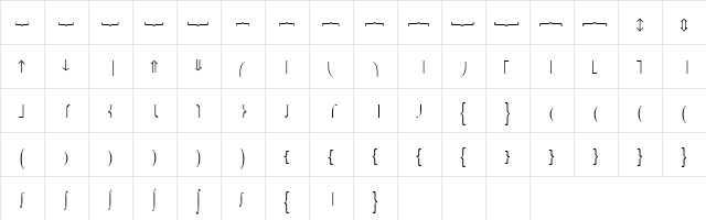 Fences Plain  glyph index
