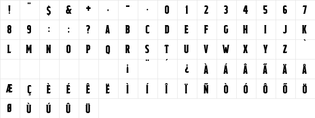 Lez Champs Regular  glyph index