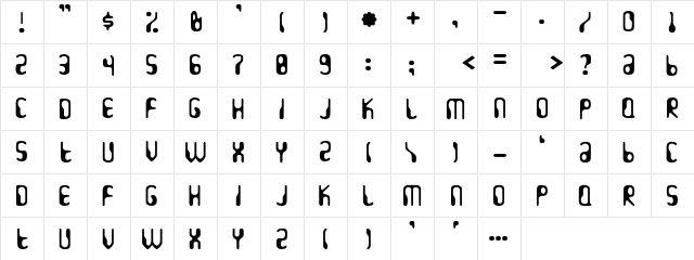 Hydrogen Regular  glyph index