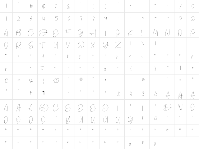 Canonatia Regular  glyph index