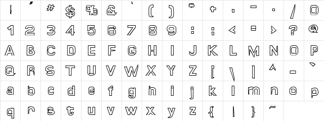 Quropa Hollow Regular  glyph index