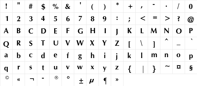 CG-OmegaC Bold  glyph index