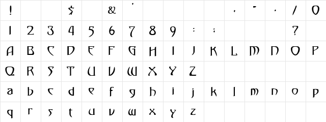 Gismonda Regular  glyph index