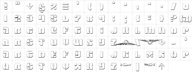 Space Cruiser Shadow Shadow  glyph index