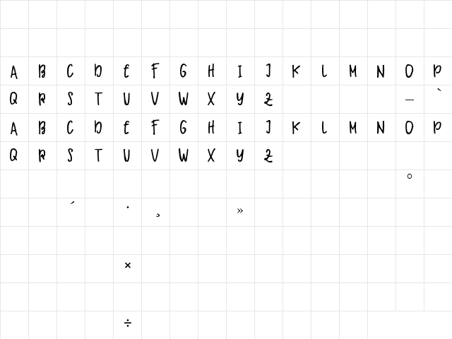 Makaw Free Regular  glyph index
