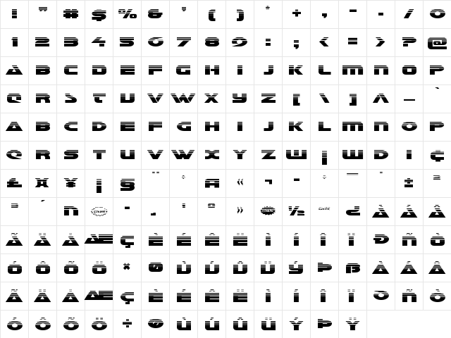Galant Halftone Regular  glyph index