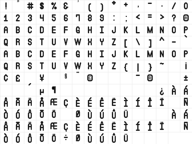 Eat at Joe's St Regular  glyph index