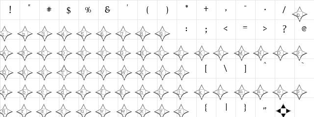 NinjaStarOutline Regular  glyph index