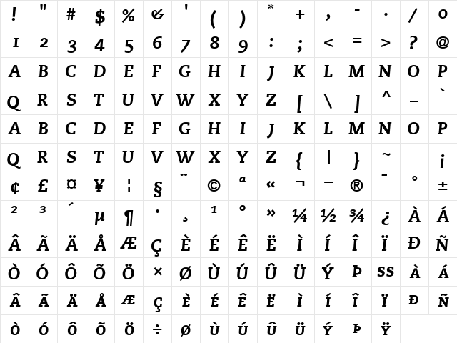 MonologueBlackCapsSSK Regular  glyph index