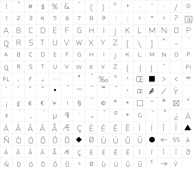 Infinity-C-L Regular  glyph index
