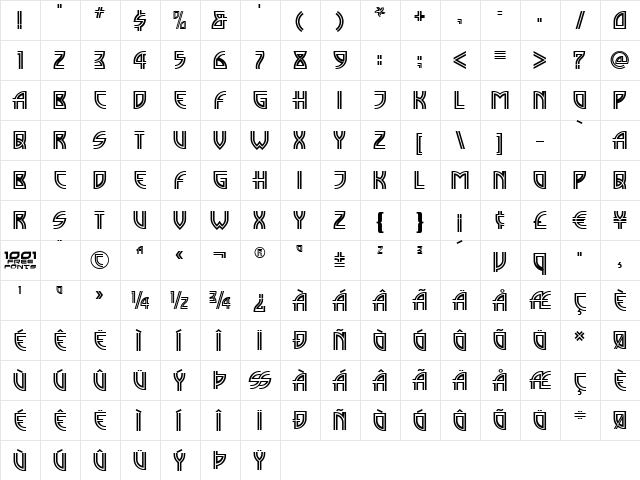 Madison Square NF Regular  glyph index