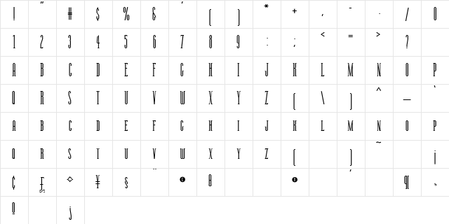 32 Regular  glyph index