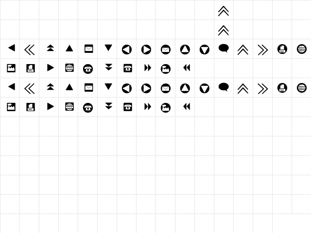 ForButtons Regular  glyph index