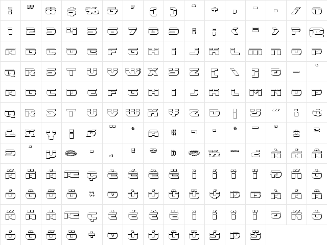 Annapolis Bullet Regular  glyph index