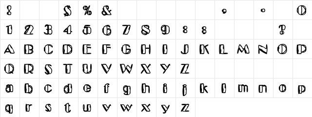 Kaptain Toupe Regular  glyph index