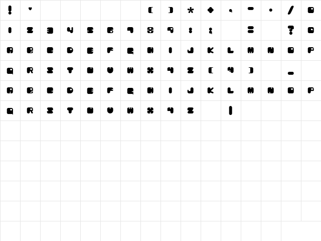 Chibaraki Love Regular  glyph index